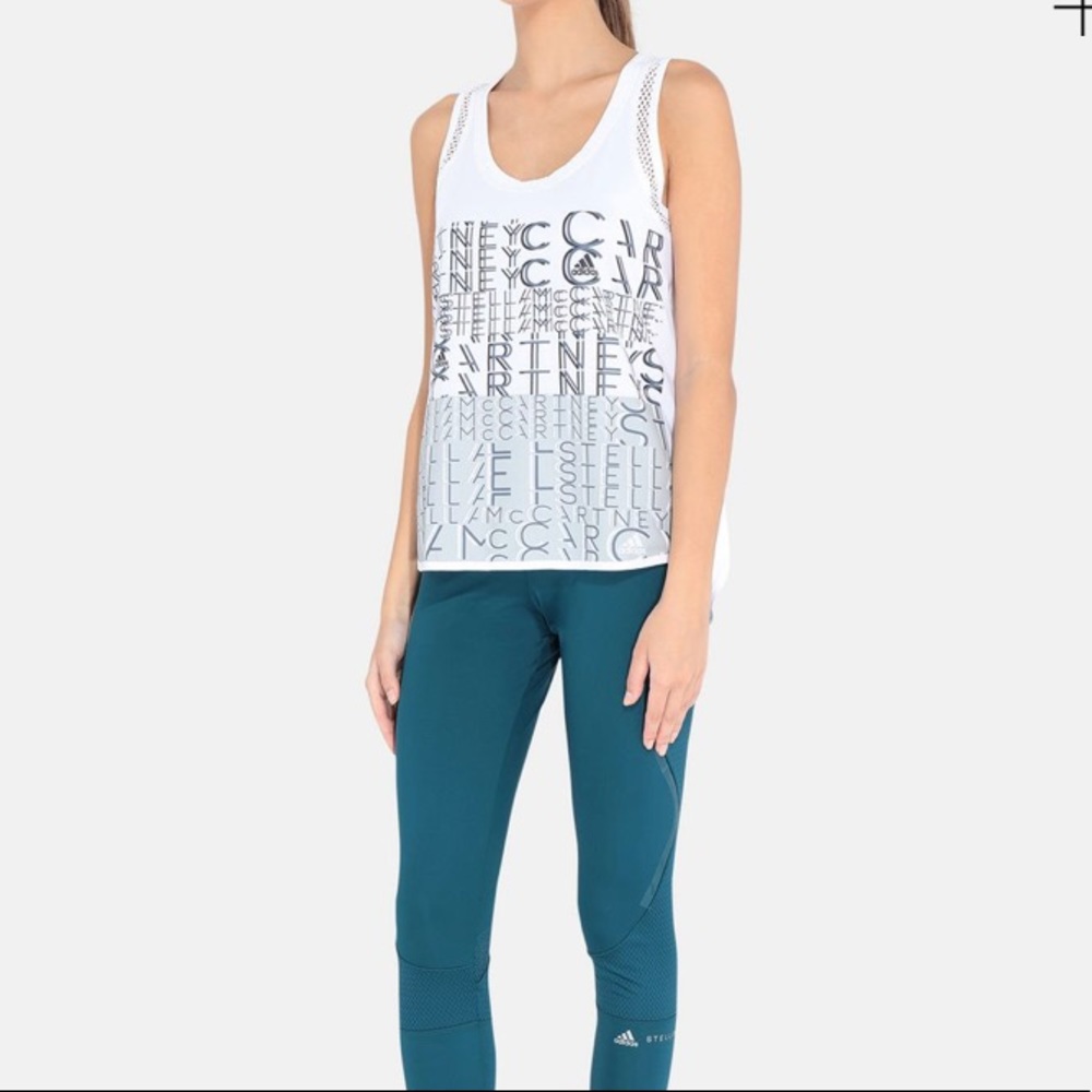 Stella McCartney adidas white logo graphic tank